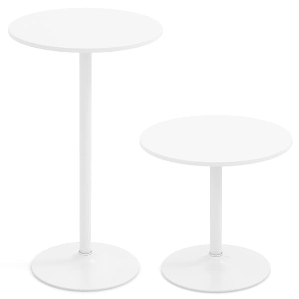 Justerbart bistrobordsset, 2 höjder, 60 cm diameter, vit