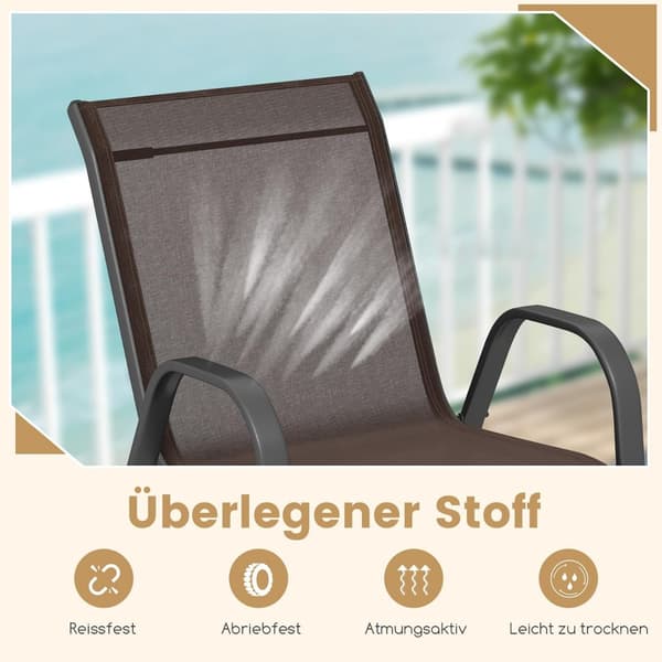 Stablebare utestoler, sett med 4, metallramme, brun