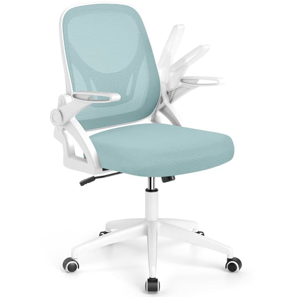 Ergonomisk kontorstol, blå – foldbare armlæn, gyngefunktion