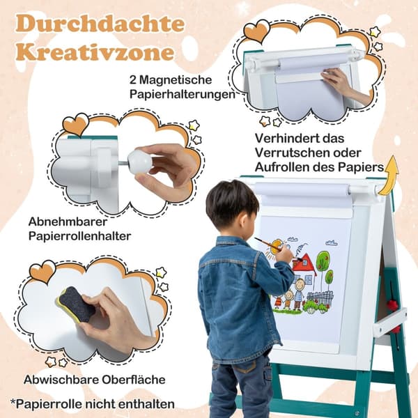 Justerbart staffeli for barn med tavle og whiteboard-sett