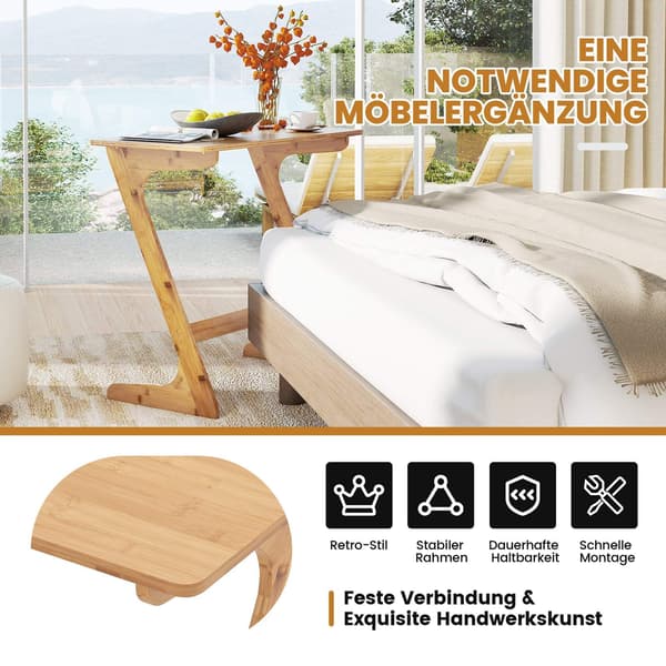 Z-formet bambus sidebord – Pladsbesparende sofabord