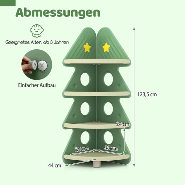 Barnhörnsbokhylla, 4 våningar, julgransdesign