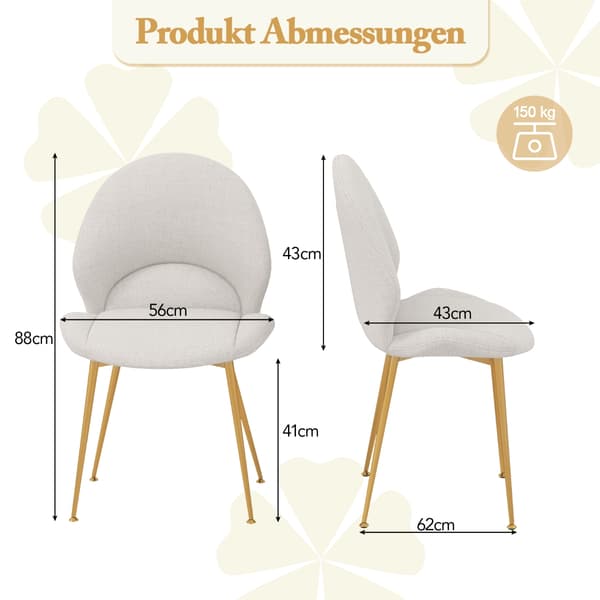 Spisestoler, sett med 2, ergonomiske, 150 kg kapasitet