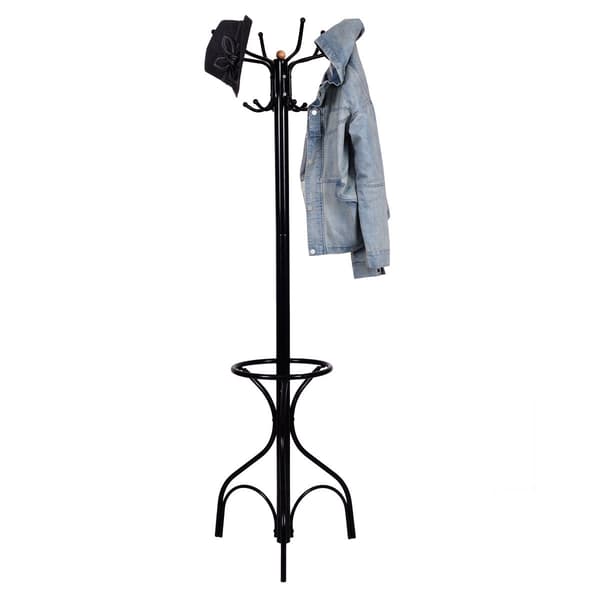Fritstående metalgarderobe, 12 kroge, 190 cm