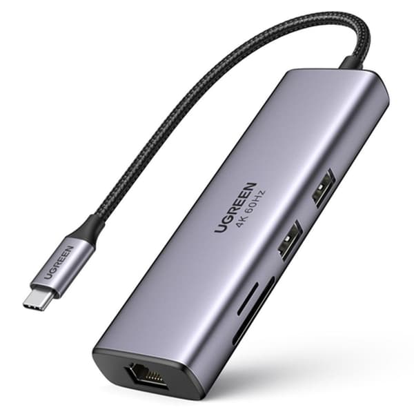 UGREEN 7-in-1 USB-C - USB-A/HDMI/SD/TF/PD/Ethernet RJ45 -sovitin