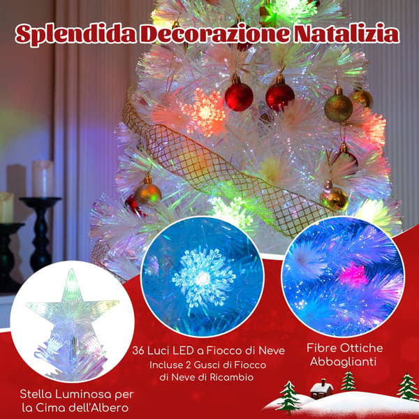 Fiberoptisk juletræ 180 cm, LED snefnug, stjerne