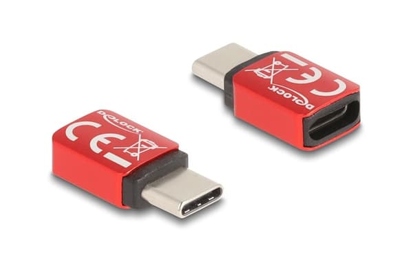 Delock USB-C han til USB-C hun Data Blocker 240W - Rød