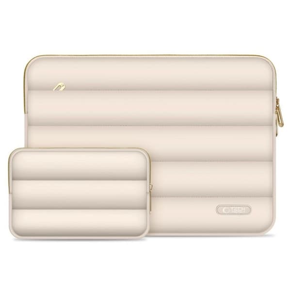 Tech-Protect Puffy -läppäritasku 13-14" tarviketaskulla - Beige