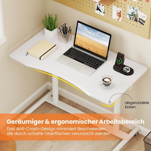 Höjdjusterbart C-format skrivbord med hjul, 70-106 cm