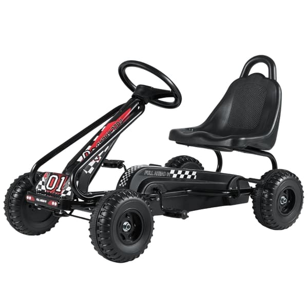 Pedal Gokart til børn, justerbart sæde, håndbremse, sort
