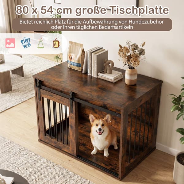 Hundeburmøbler med skydedør, 80 cm, brun