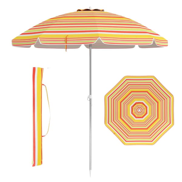 Strandparasoll 198 cm, vippefeste, sandanker, bæreveske