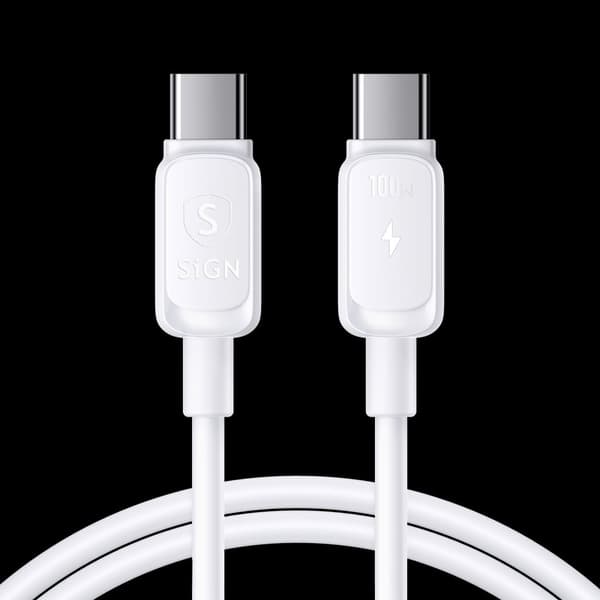 USB-C til USB-C-kabel 100W, 3m - Hvid