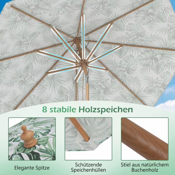 Grønn 270 cm terrasseparasoll med vipp og ventilasjon