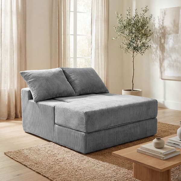 Sammenleggbar sovesofa, konvertibel lenestol, grå, 2 puter