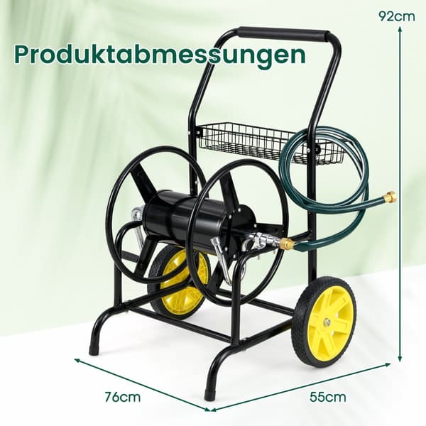 Metalslangevogn – 70 m kapacitet, 20 mm slange, sort
