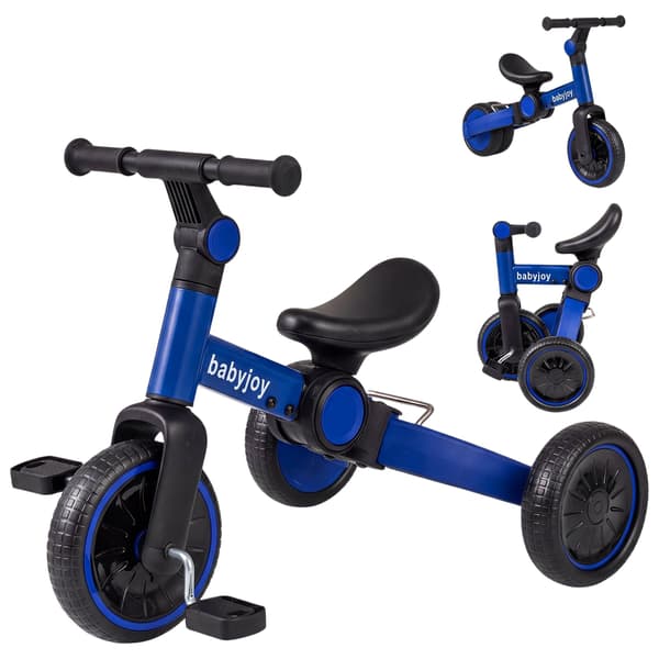 5-i-1 børnebalancecykel med justerbart styr, blå