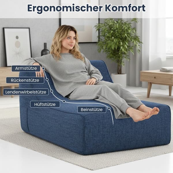 Oppblåsbar ergonomisk lenestol med avtakbart trekk, blå