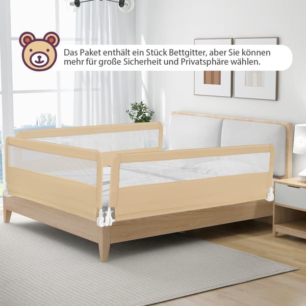 180 cm foldbar sengehest med sikkerhedsstropper, beige