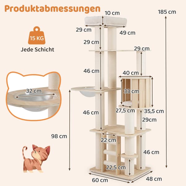 Kradsetræ 185 cm med tykke stolper, gemmested og kapsel