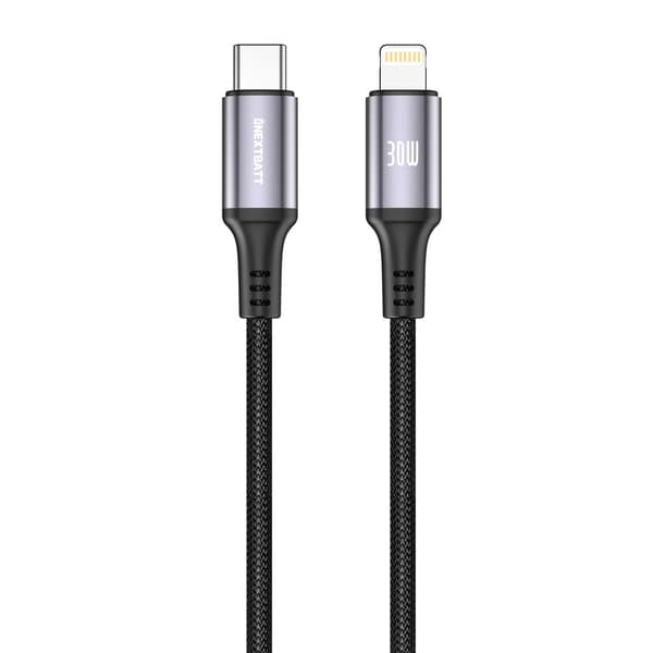 NEXTBATT USB-C - Lightning -kaapeli 30W, 3A, 1m - musta