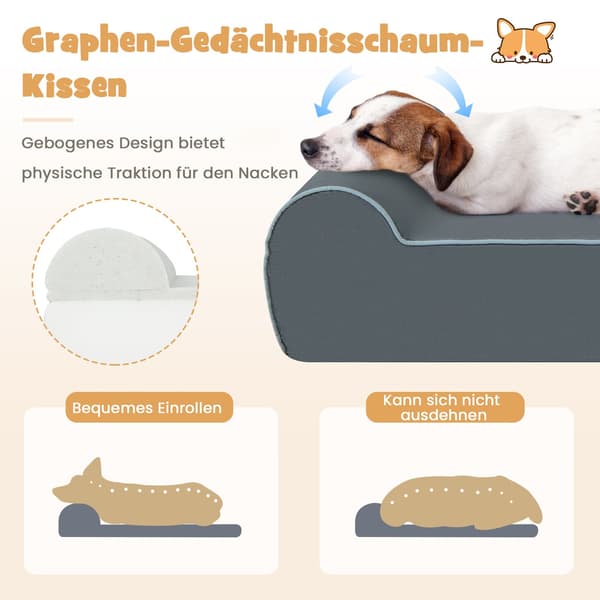 Ortopædisk hundeseng til store hunde, memoryskum, grå