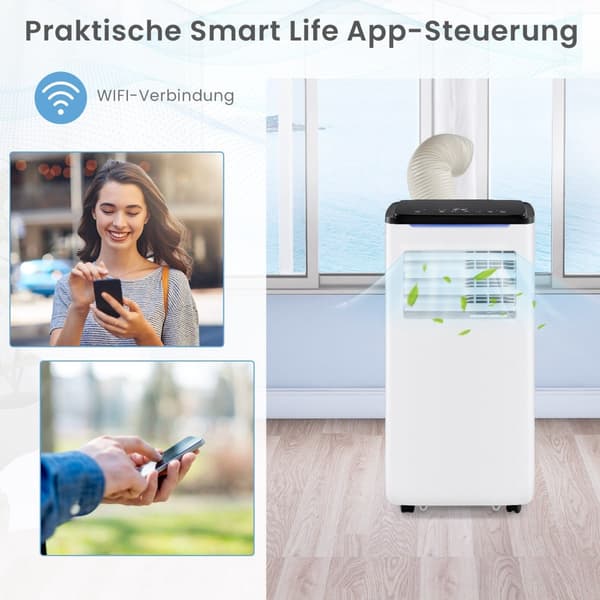 Bærbart klimaanlæg 9000 BTU, 4-i-1, Smart Control