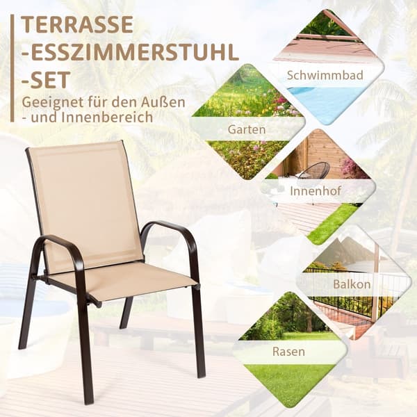 Udendørs havestole sæt med 2, beige, metalstel