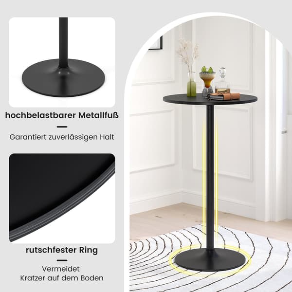 Justerbart bistrobordset – 2 höjder, 60 cm diameter, svart