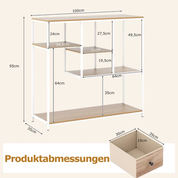 Konsolbord med förvaring, tyglåda och hyllor