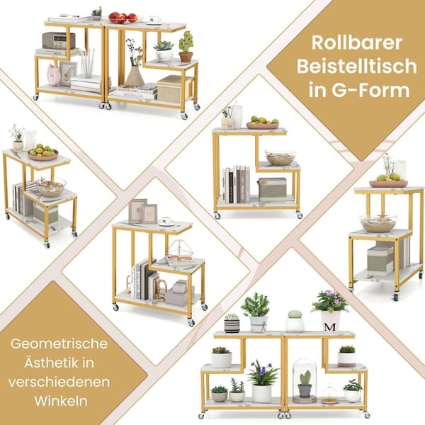 3-lags rullebord – marmorlook, G-formet design