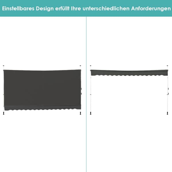 Udtrækkelig balkonmarkise, 200 cm bred, UV-resistent, grå