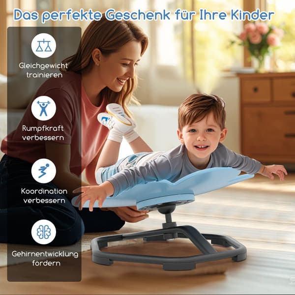 Børns 360° sensoriske drejestol – Blåt blomsterdesign