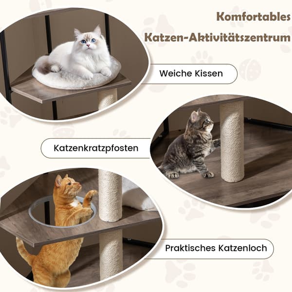 Kloretre med kattedoskap, klorestativer og puter