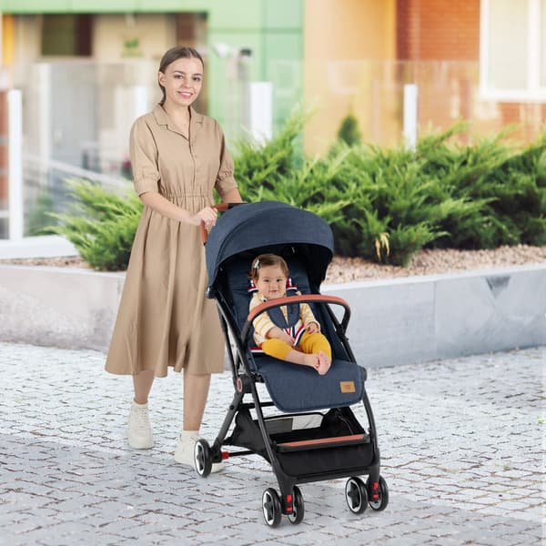 Barnvagn med sufflett, 95–175 cm lutning, snabbfällbar