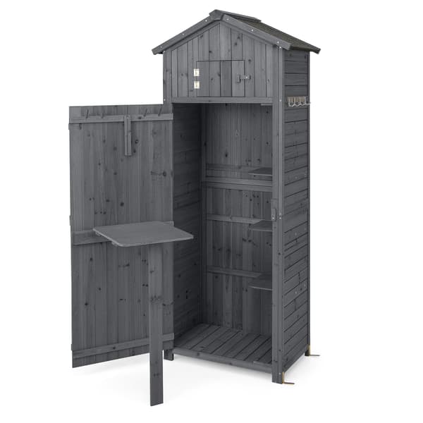Träskjul för utomhusbruk, låsbart, hopfällbart bord, 180,5 cm