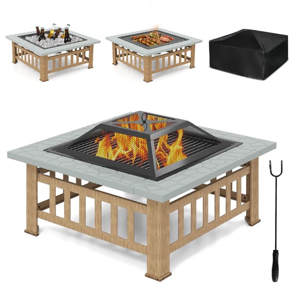 Eldstad för utomhusbruk, grillgaller, gnistskydd, elgitarr, grå