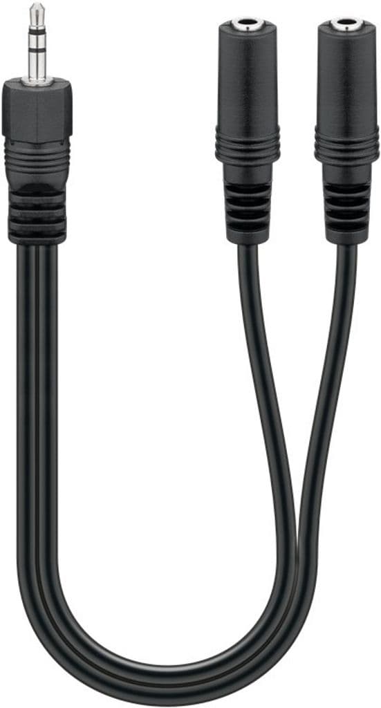 Goobay 1x Han til 2x Hun Stereo, 3,5 mm lydkabel - Sort