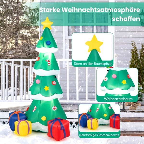 Oppblåsbart juletre med LED-lys, 180 cm