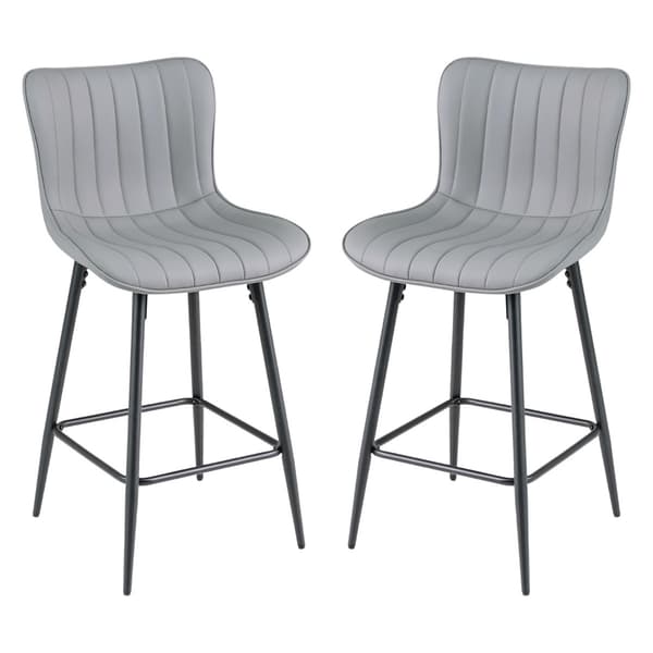 Set med 2 ergonomiska barstolar med stoppad sits, grå