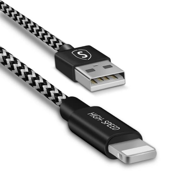 Skin Lightning Kabel 2.4A, 3m - Sort/Hvid