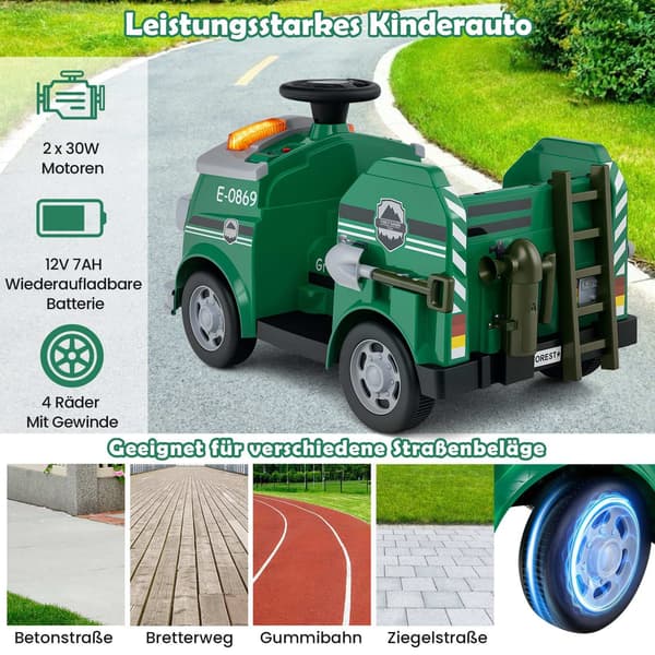 Barnas 12V brannbil med lekeapparat