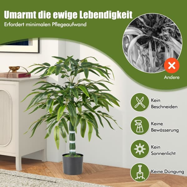 Konstgjord bambuväxtset, 100 cm, med kruka, 2-pack