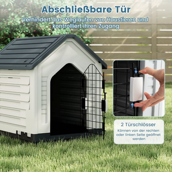 Plasthundkoja med låsbar dörr och ventilation