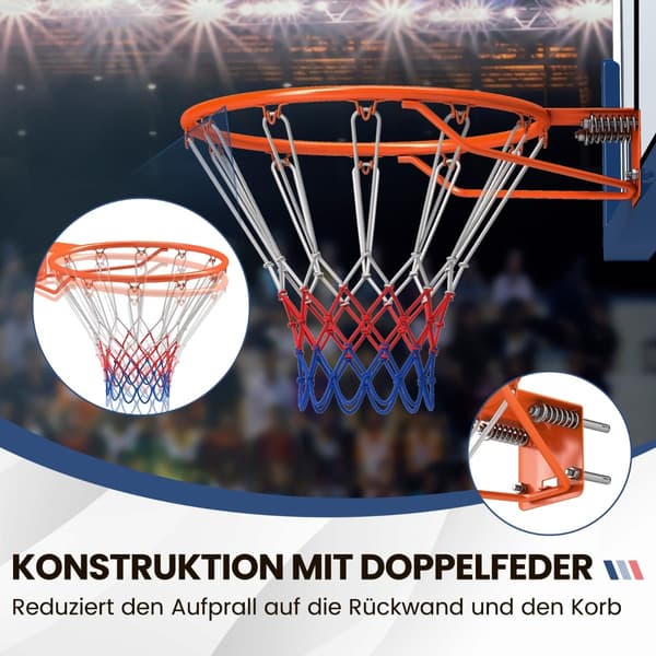 Basketkorg för inomhusbruk – 45 cm ring, väggfäste, orange