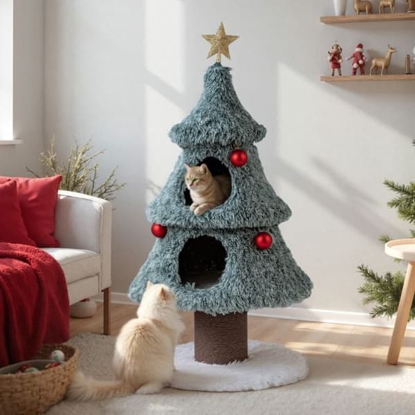 Julekræbe 122 cm, 2 lejligheder, kradsetræ