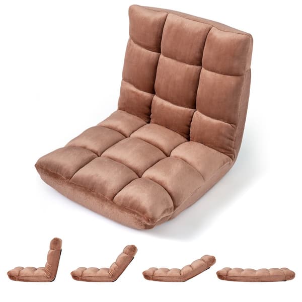 Justerbar golvstol, 14 positioner, flanell, beige