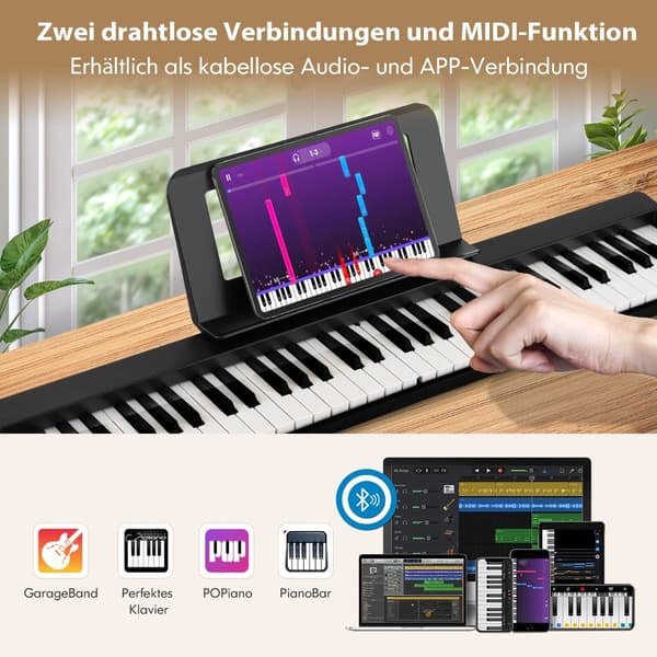 61-tangenters foldbart digitalklaver med Bluetooth og tilbehør