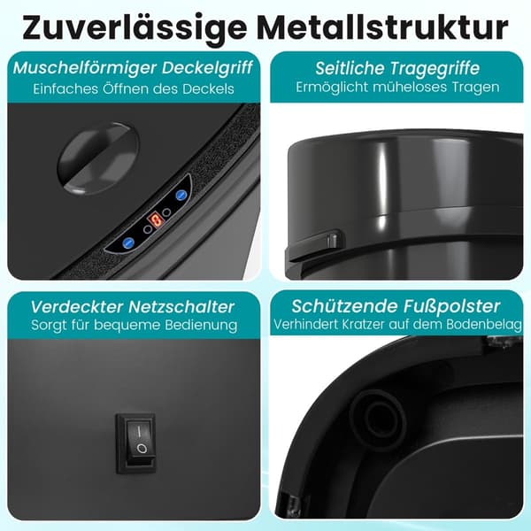58L sensor skraldespand, dobbeltzone, sort metal