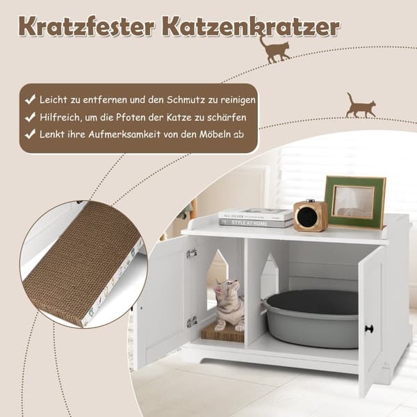Kattlåda med klösplatta, vit